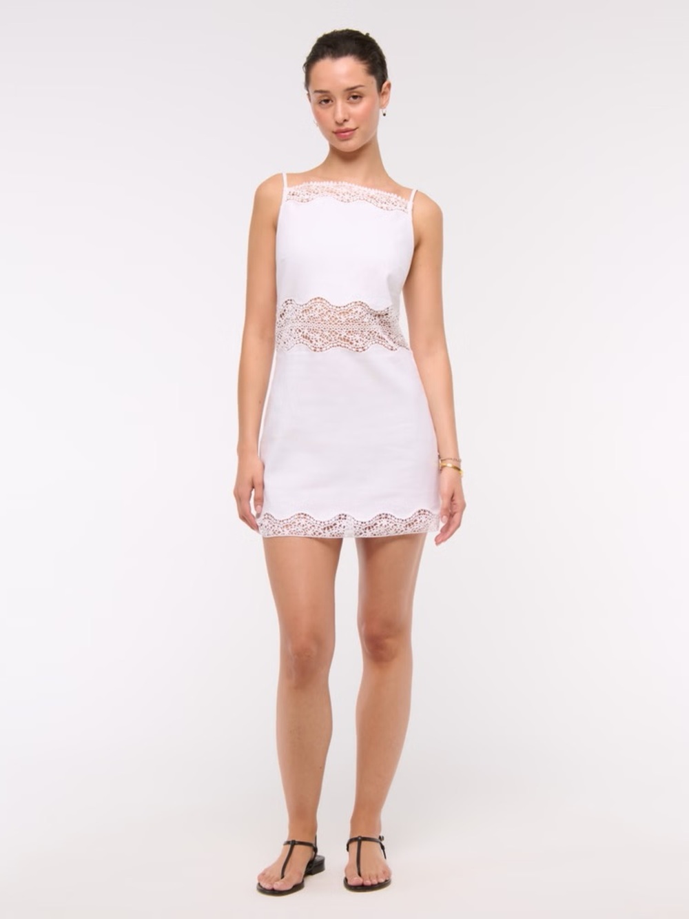 Abercrombie & Fitch White Apron Lace-Trim Mini Dress